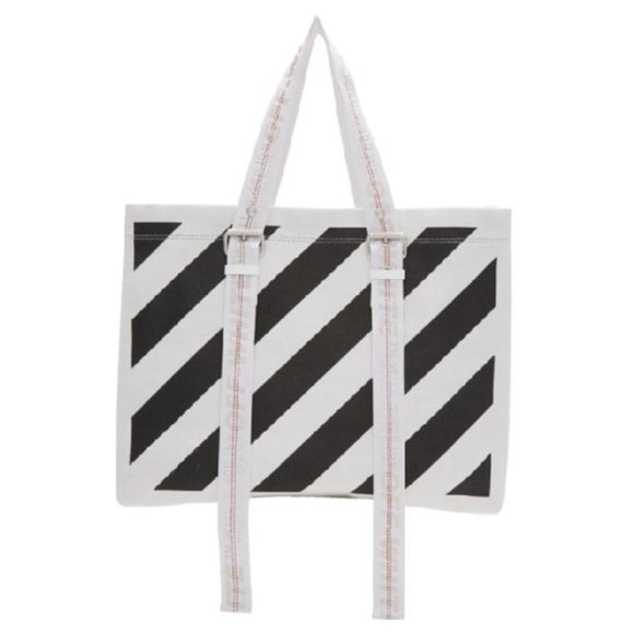 Off-White Canvas Diag Stripe Tote Bag 'White' - Picture 2 of 6